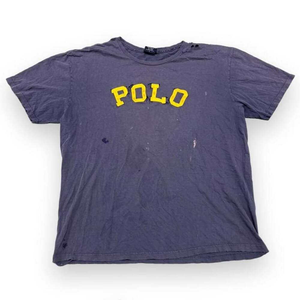 Polo Sport Ralph Lauren Applique POLO T-Shirt Size L Greyish-Blue Distressed